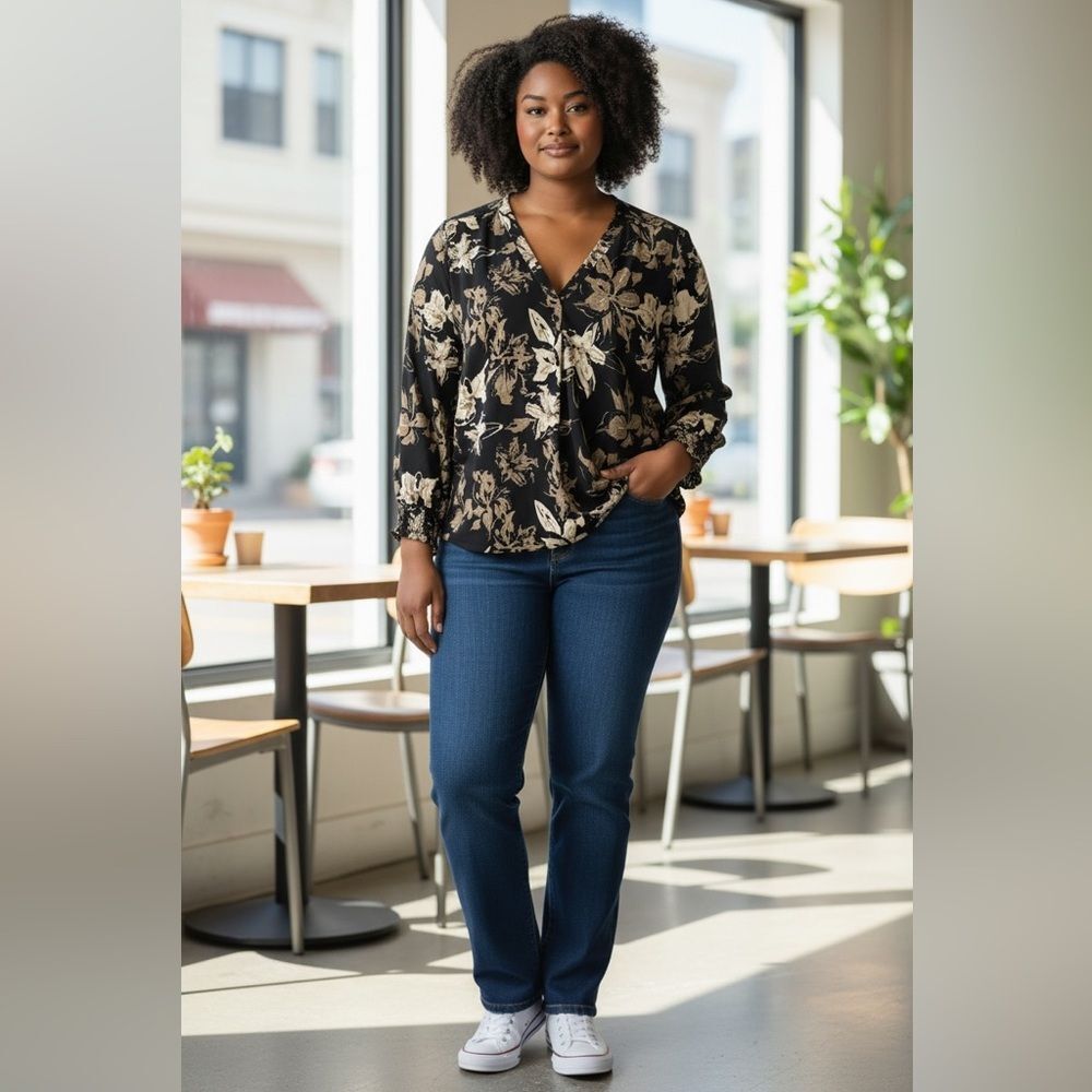 Neutral floral shirt